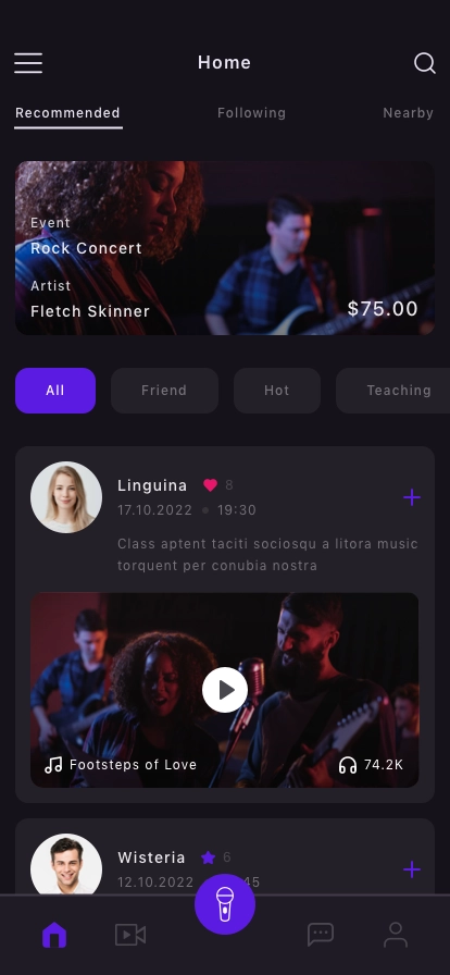 Social Karaoke Singing Mobile App UI Kit - Screenshot 1