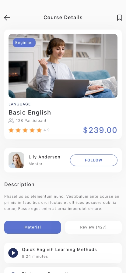 Education Mobile App UI Kit - Screenshot 3