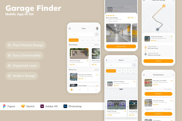 Garage Finder Mobile App UI Kit