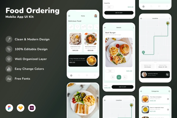Food Ordering Mobile App UI Kit