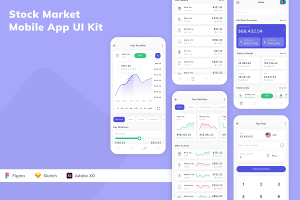 Stock Market Mobile App UI Kit