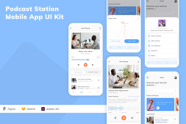 Podcast Station Mobile App UI Kit