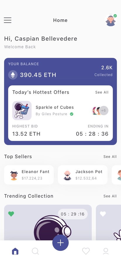 NFT Market Collection Mobile App UI Kit - Screenshot 1