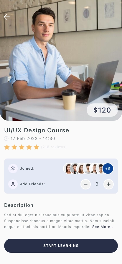 Online Courses Mobile App UI Kit - Screenshot 2