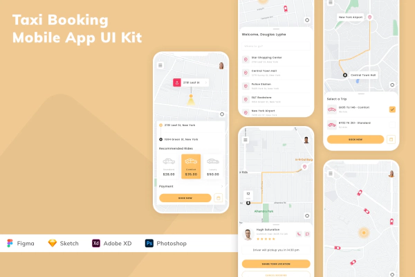 Taxi Booking Mobile App UI Kit