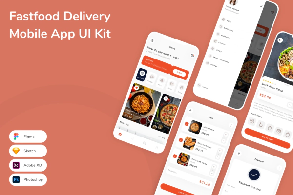 Fastfood Delivery Mobile App UI Kit
