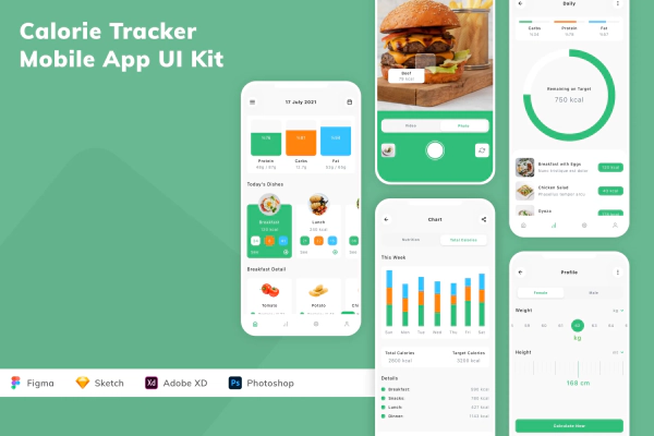 Calorie Tracker Mobile App UI Kit