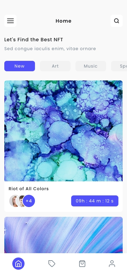 NFT Marketplace Mobile App UI Kit - Screenshot 1
