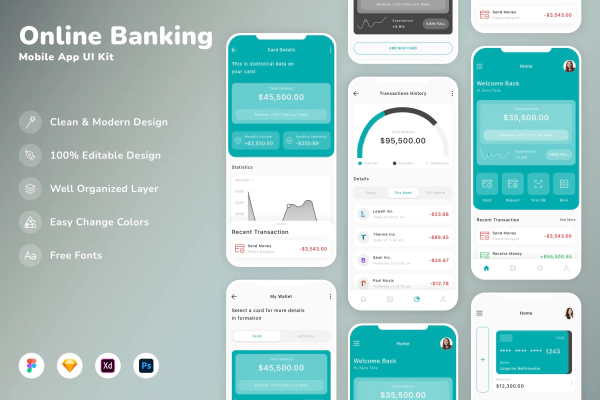 Online Banking Mobile App UI Kit