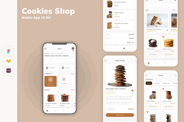 Cookies Shop Mobile App UI Kit