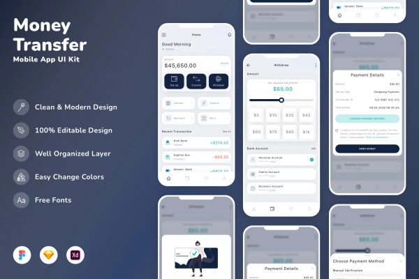 Money Transfer Mobile App UI Kit