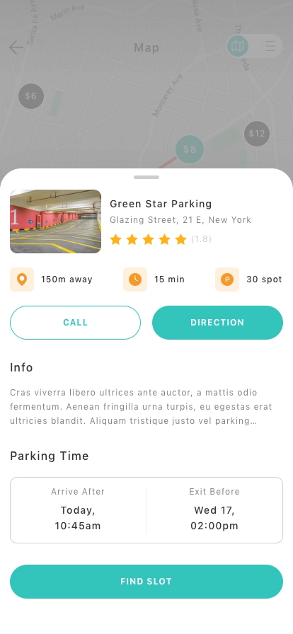 Find Parking Space Mobile App UI Kit - Screenshot 5