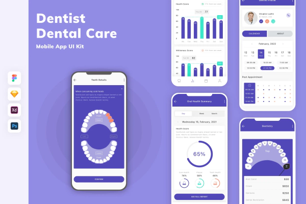 Dentist & Dental Care Mobile App UI Kit