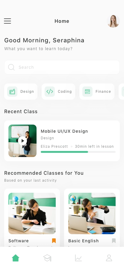 Learning & Online Class Mobile App UI Kit - Screenshot 1