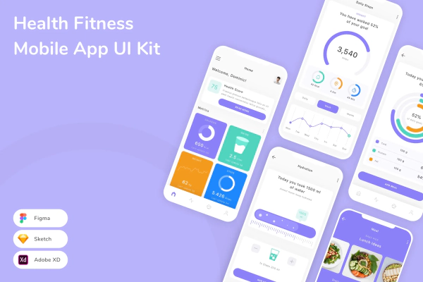 Health Fitness Mobile App UI Kit