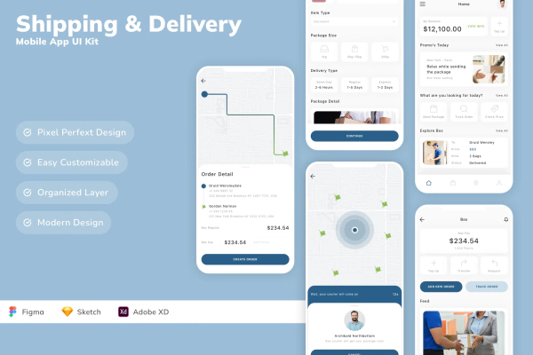 Shipping & Delivery Mobile App UI Kit