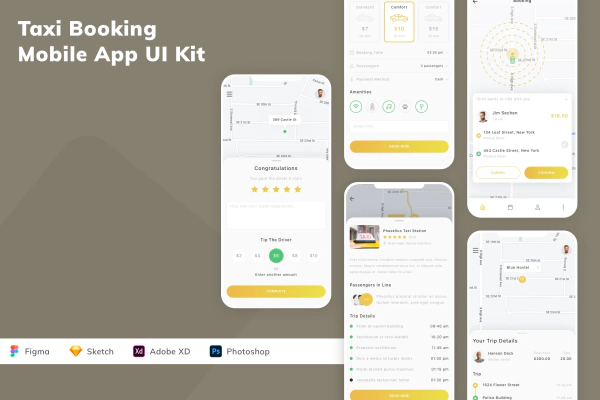 Taxi Booking Mobile App UI Kit