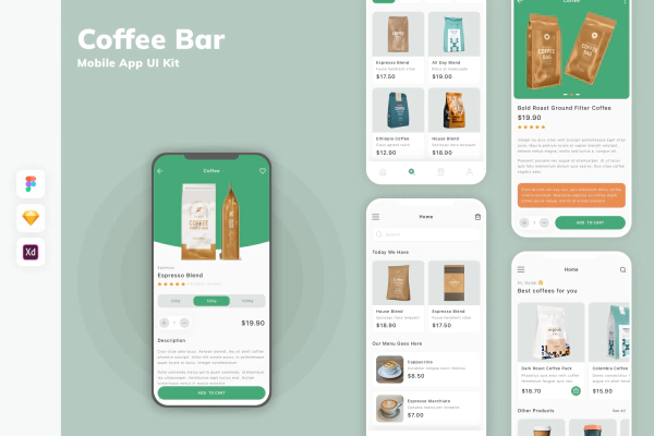 Coffee Bar Mobile App UI Kit