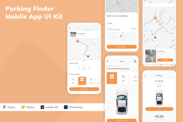 Parking Finder Mobile App UI Kit