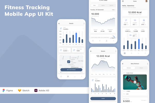 Fitness Tracking Mobile App UI Kit