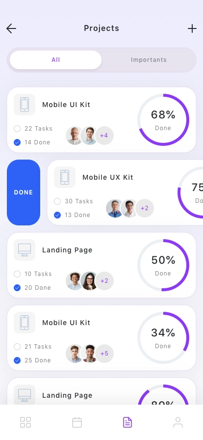ask & Project Management Mobile App UI Kit - Screenshot 1