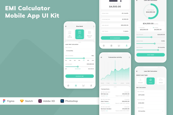 EMI Calculator Mobile App UI Kit