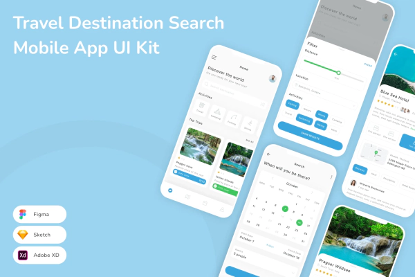 Travel Destination Search Mobile App UI Kit