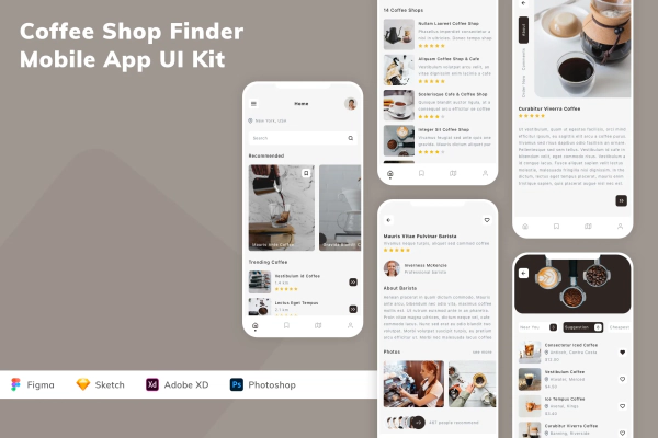 Coffee Shop Finder Mobile App UI Kit