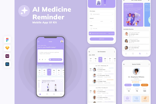 AI Medicine Reminder Mobile App UI Kit