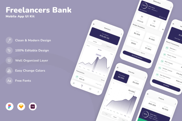 Freelancers Bank Mobile App UI Kit