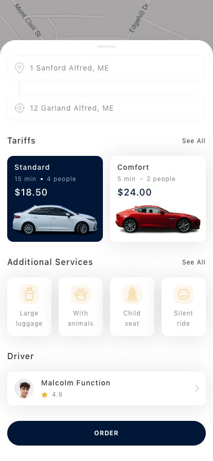 Taxi Call Mobile App UI Kit - Screenshot 1