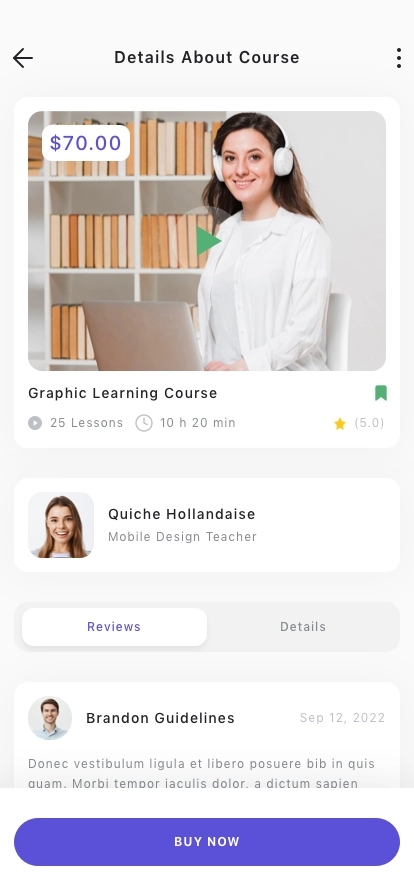 Online Course Mobile App UI Kit - Screenshot 3