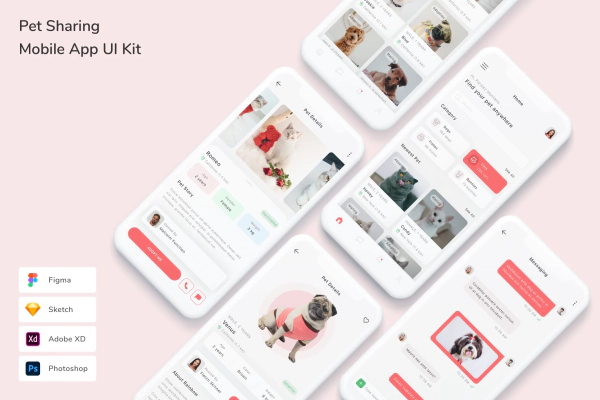 Pet Sharing Mobile App UI Kit