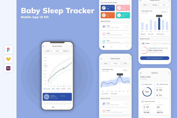 Baby Sleep Tracker Mobile App UI Kit