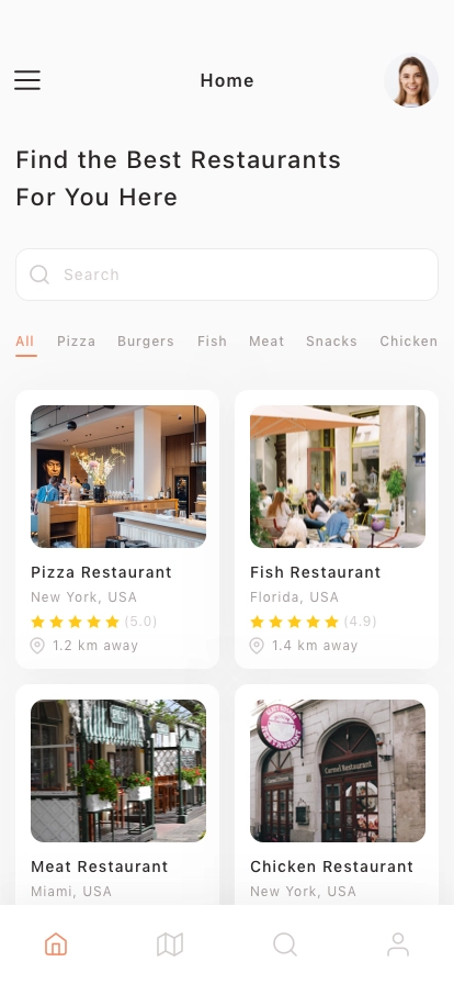 Restaurant Finder Mobile App UI Kit for Figma, Sketch & XD | UIworkshop
