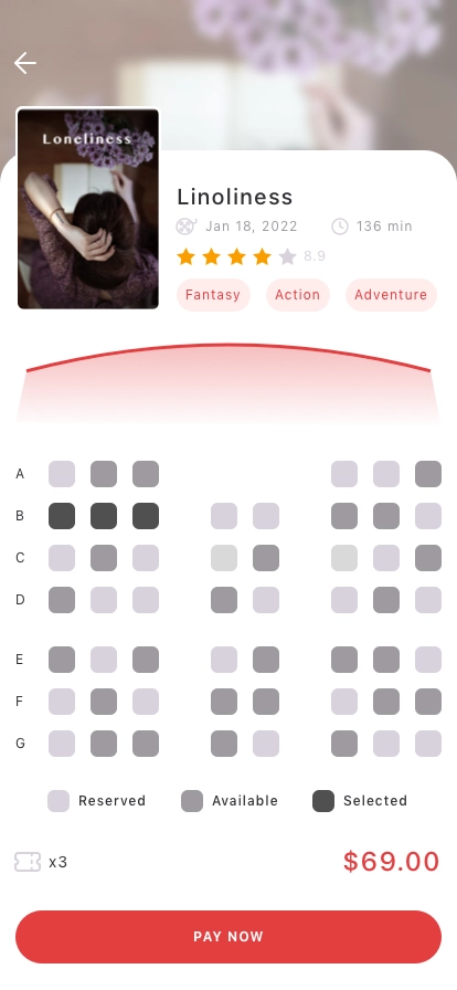 Cinema Ticket Mobile App UI Kit - Screenshot 5