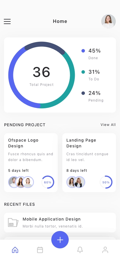 Project Management Mobile App UI Kit - Screenshot 1