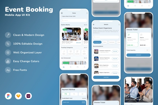 Event Booking Mobile App UI Kit
