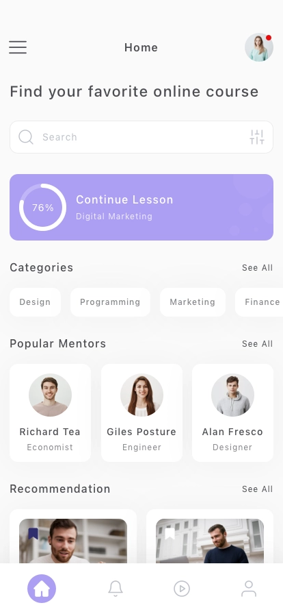 Online Course Mobile App UI Kit - Screenshot 1