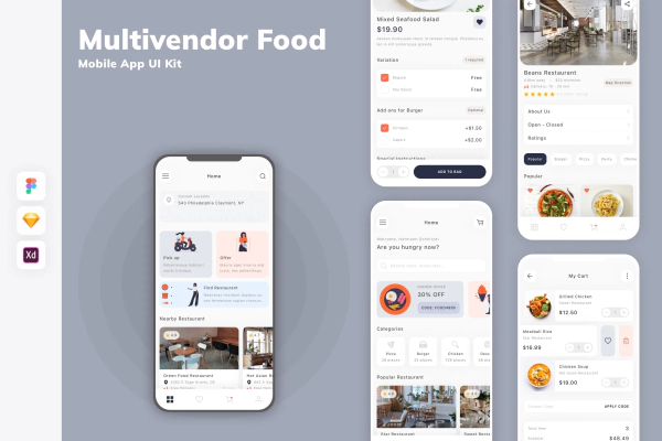 Multivendor Food Mobile App UI Kit