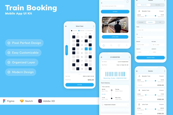 Train Booking Mobile App UI Kit