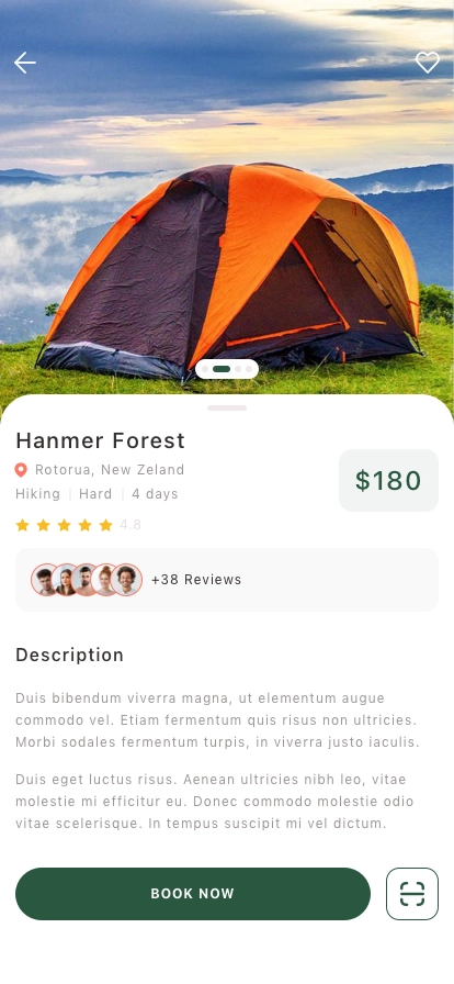 Camping Reservation Mobile App UI Kit - Screenshot 2