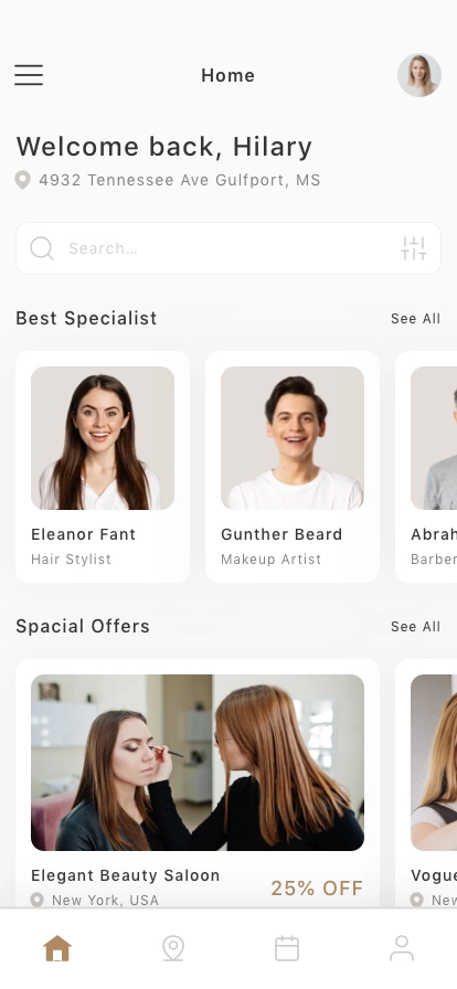 Beauty Saloon Mobile App UI Kit - Screenshot 1
