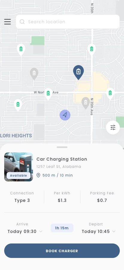 Electric Car Charging Stations Mobile App UI Kit - Screenshot 1