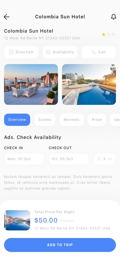 Trip & Travel Mobile App UI Kit - Screenshot 3