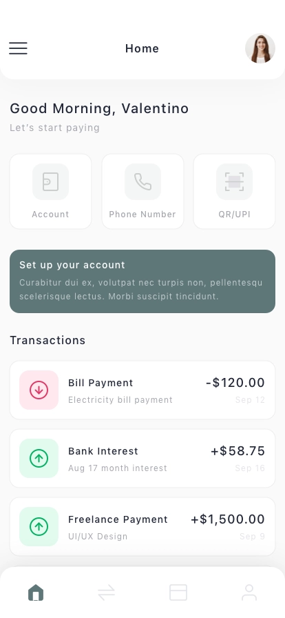 Banking & Money Transfer Mobile App UI Kit - Screenshot 1