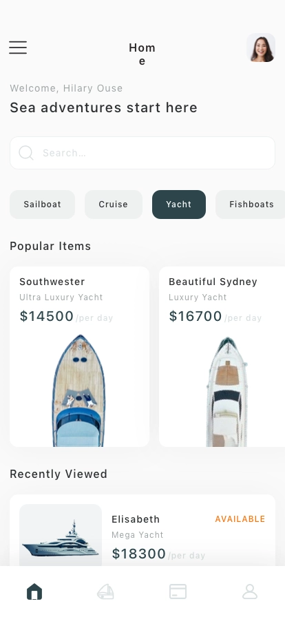 Boat & Sailing Mobile App UI Kit - Screenshot 1