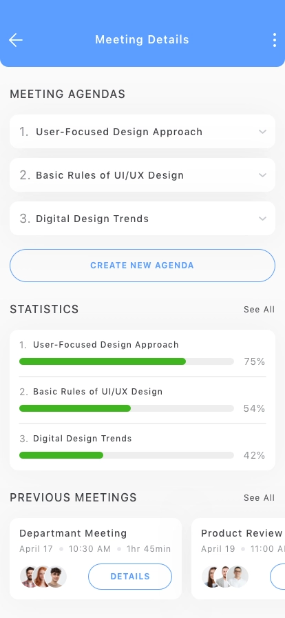 Meetings & Tasks Mobile App UI Kit - Screenshot 3