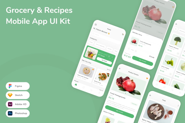 Grocery & Recipes Mobile App UI Kit