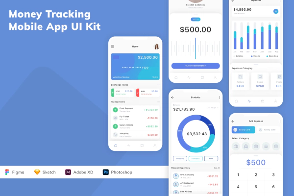 Money Tracking Mobile App UI Kit